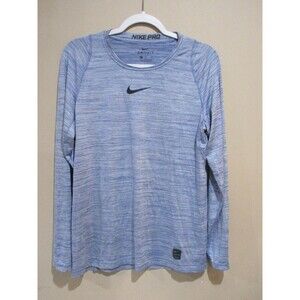 Nike Pro Dri-Fit Men Med Blue Logo Pullover Longsleeved